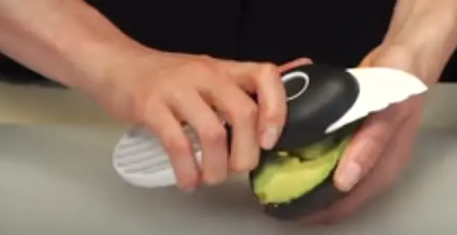Step 2 to slicing Avocado