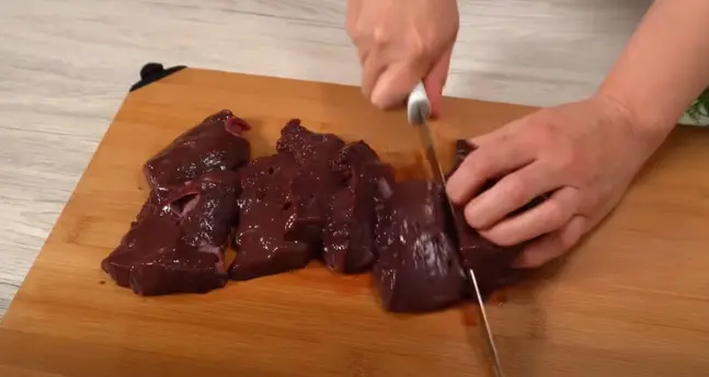 Step 4 to slicing Beef liver