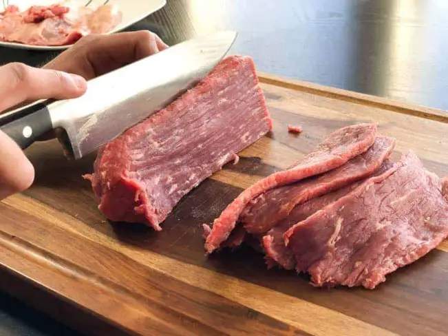 Cut Jerky Meat With Knife