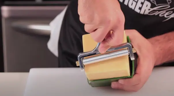 Step 3 to slicing cheese